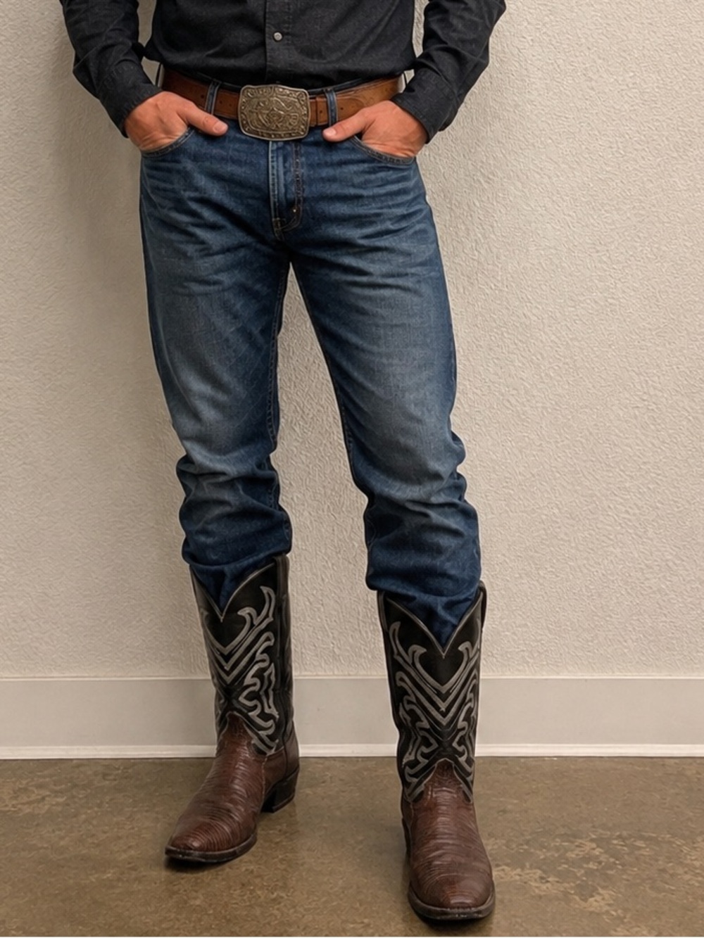 Tony Lama Men's Vintage Exotic Western Cowboy Genuine Teju Lizard Boots Size 10B